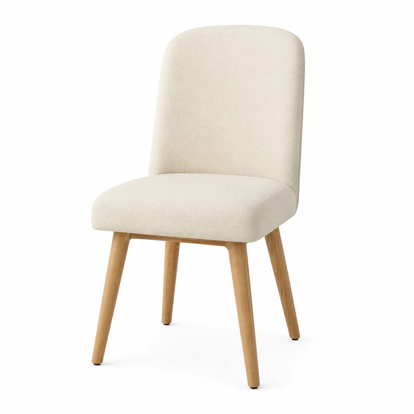 Sedia da pranzo in tessuto poliestere beige con gambe in legno