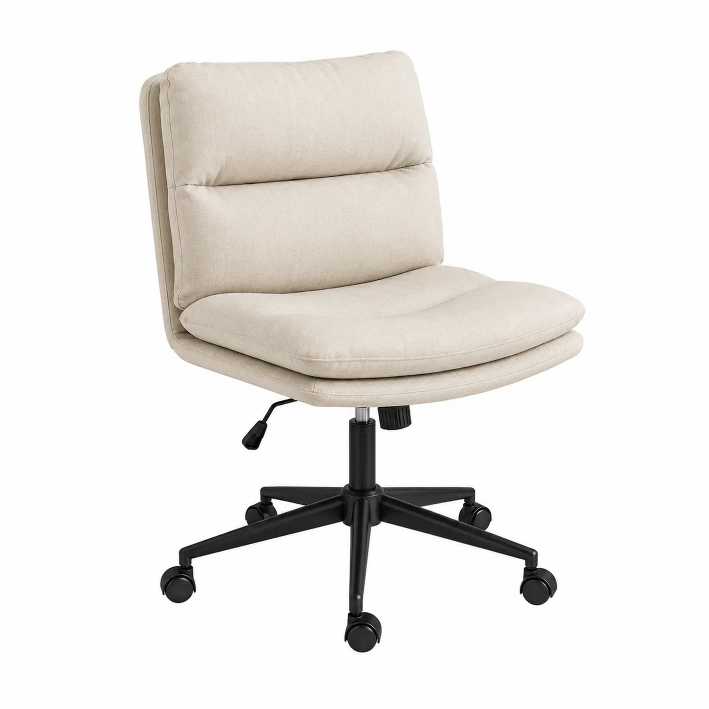 Sedia da ufficio in tessuto beige con base in metallo