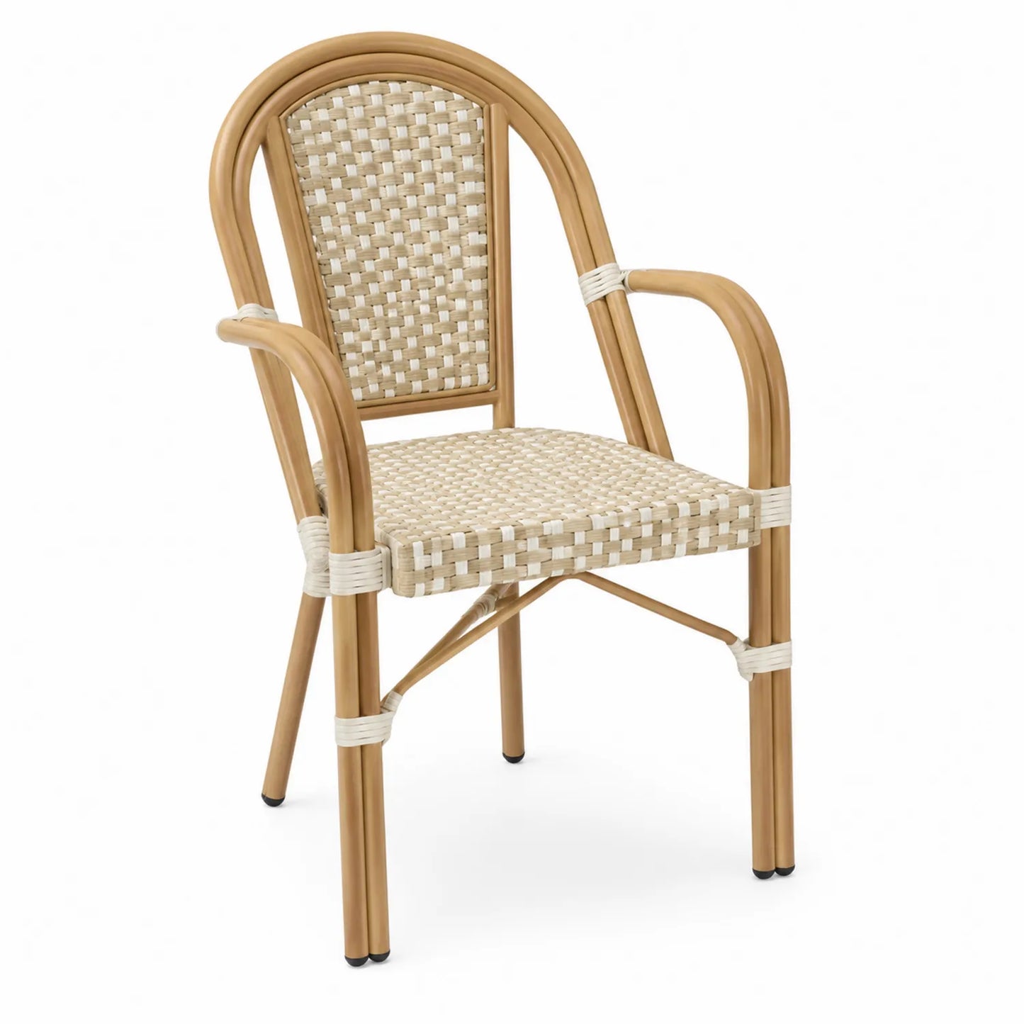 Sedia in Rattan Sintetico con Braccioli Beige